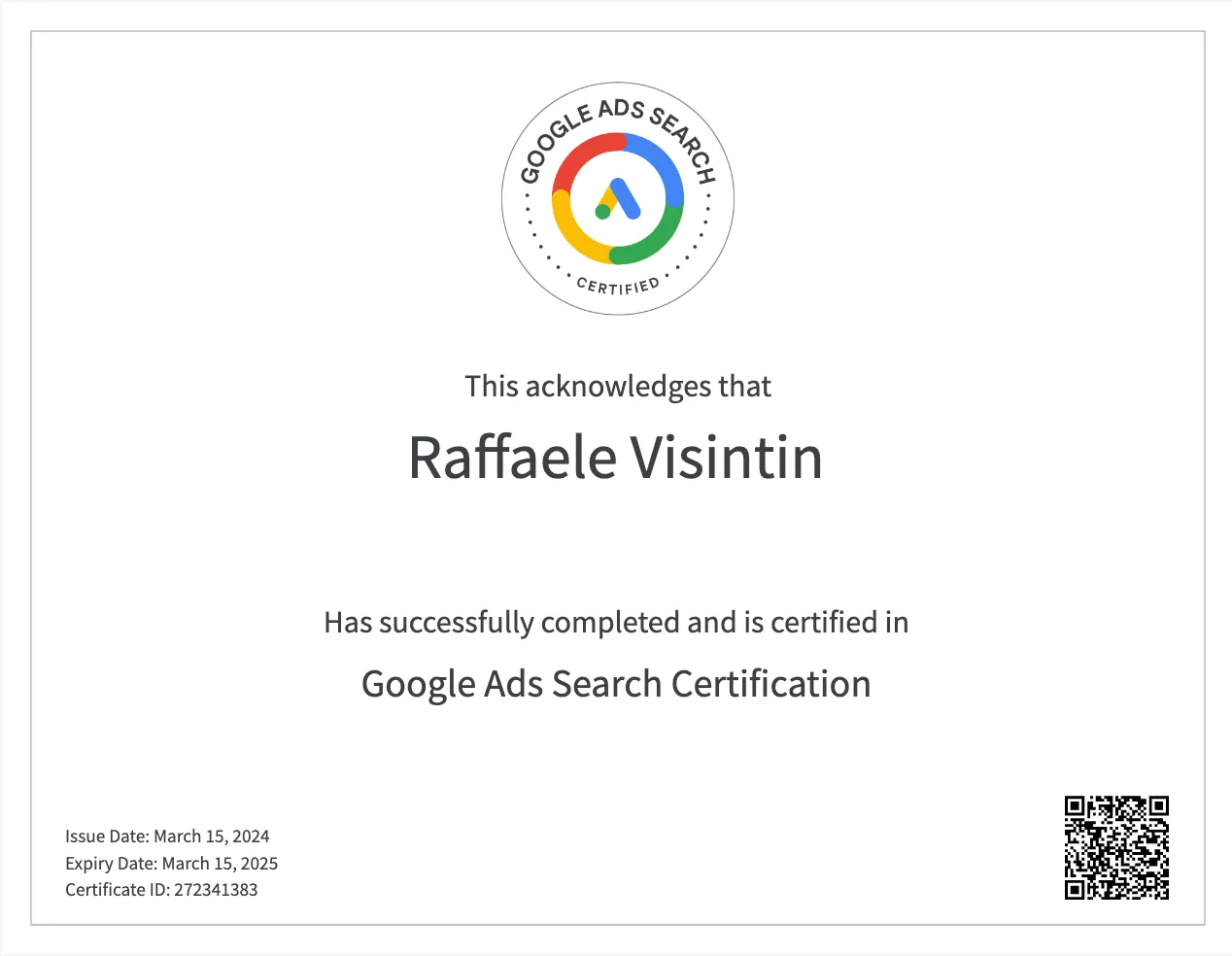 Certification Google Search Ads