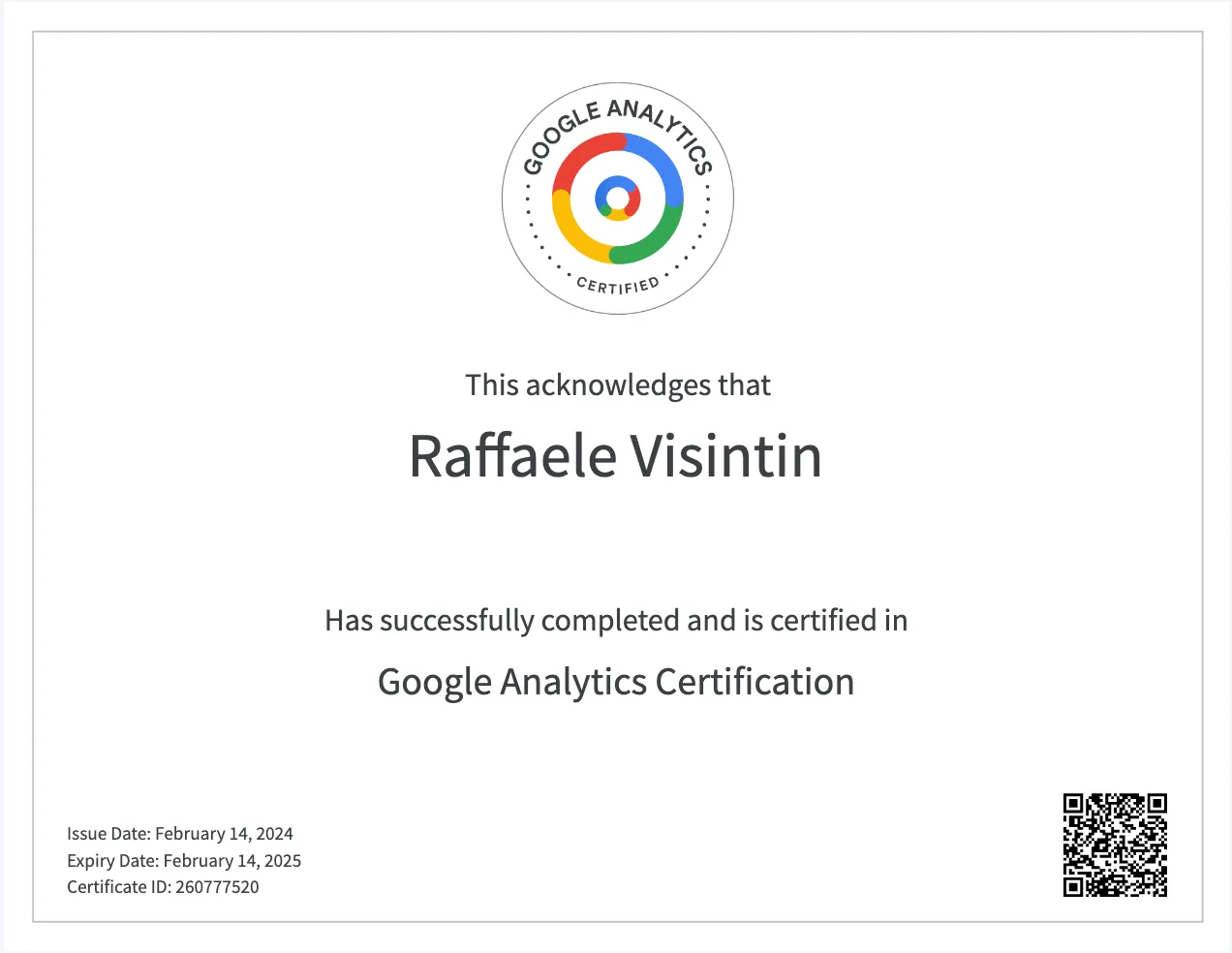 Certification Google Analytics 4