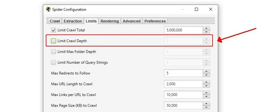 crawl-depth-configurazione-spider-tool