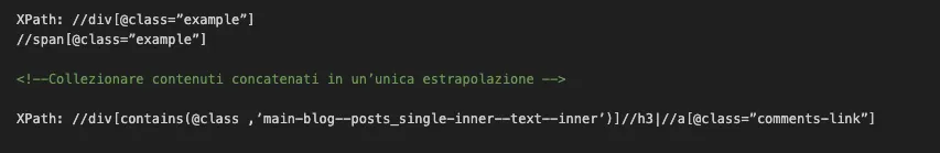 estrazione div con x-path