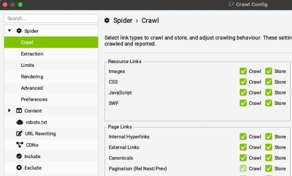 Analisi delle paginazioni con screaming frog