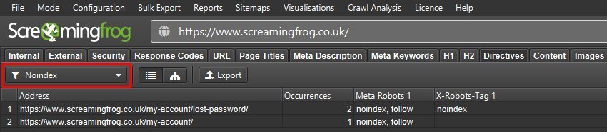 analisi delle pagine con direttive no index durante migrazione seo