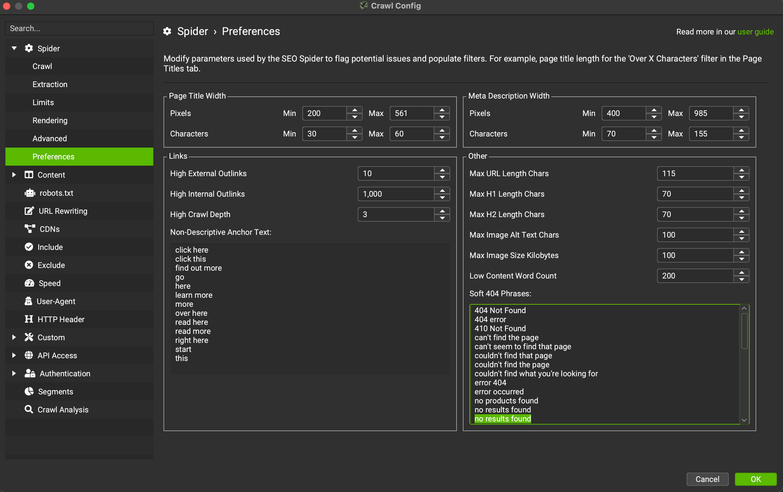 Analisi delle soft 404 con screaming frog