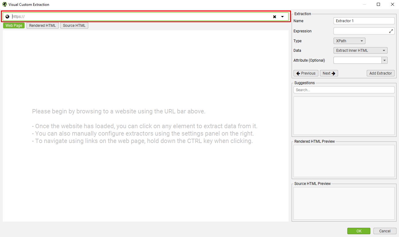 Utilizzo del browser interno del seo spider per la custom configuration